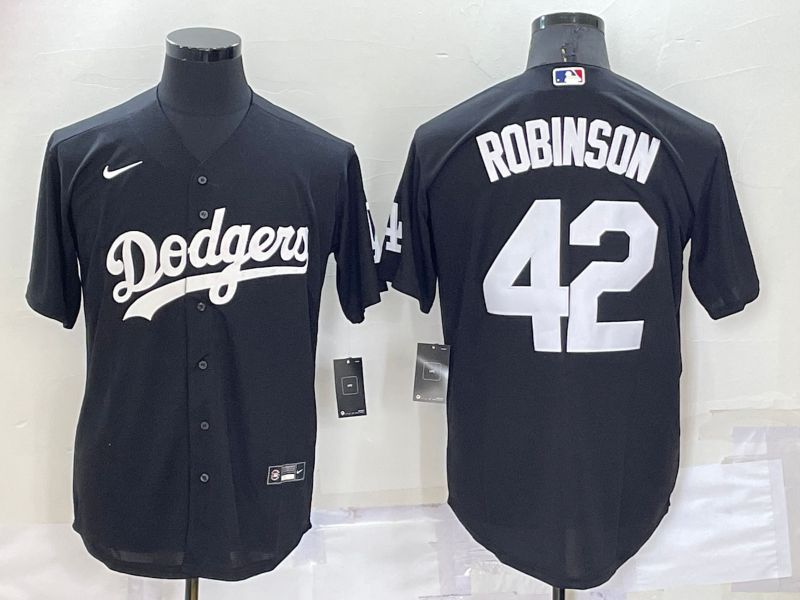Men Los Angeles Dodgers #42 Robinson Black Inversion Nike 2022 MLB Jersey